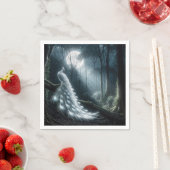 Weißer Pfau im Moonlit-Wald Serviette (Beispiel)