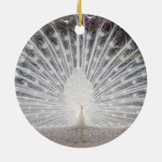 weißer Pfau Keramik Ornament (Hinten)