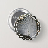 Weißer Pfau-runder Knopf Button (Vorne & Hinten)