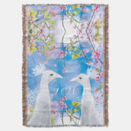 Weißer Pfau und blühende Sakura /anpassbar Decke