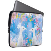 Weißer Pfau und blühende Sakura /anpassbar Laptopschutzhülle (Vorne Rechts)