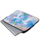 Weißer Pfau und blühende Sakura /anpassbar Laptopschutzhülle (Vorne Knopf)