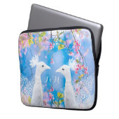 Weißer Pfau und blühende Sakura /anpassbar Laptopschutzhülle (Vorderseite Links)