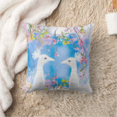 Weißer Pfau und blühende Sakura / Romantische Lieb Kissen (Decke)