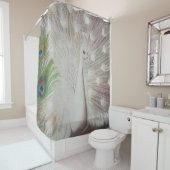 Weißer Pfau und grüne Pfau-Federkunst drucken Duschvorhang (Beispiel)