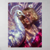 Weißer Pfau und Schönheit in rosa Eleganz Poster (Vorne)