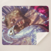 Weißer Pfau und Schönheit in rosa Eleganz Sherpadecke (Vorderseite (Horizontal))