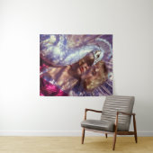 Weißer Pfau und Schönheit in rosa Eleganz Wandteppich (Beispiel (Horizontal))