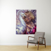 Weißer Pfau und Schönheit in rosa Eleganz Wandteppich (Beispiel)