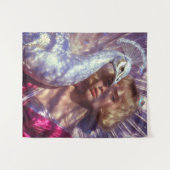 Weißer Pfau und Schönheit in rosa Eleganz Wandteppich (Vorderseite (Horizontal))