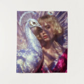 Weißer Pfau und Schönheit in rosa Eleganz Wandteppich (Vorderseite)