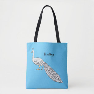 Weißer Pfau-Vogel-Cartoon-Illustration Tasche