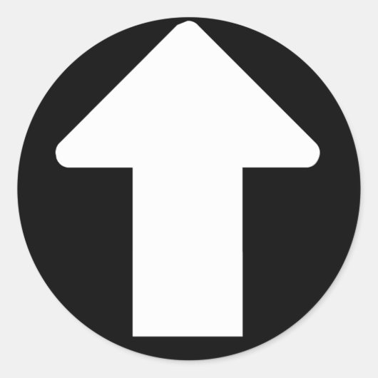 Weißer Pfeil Runder Aufkleber (Vorderseite)