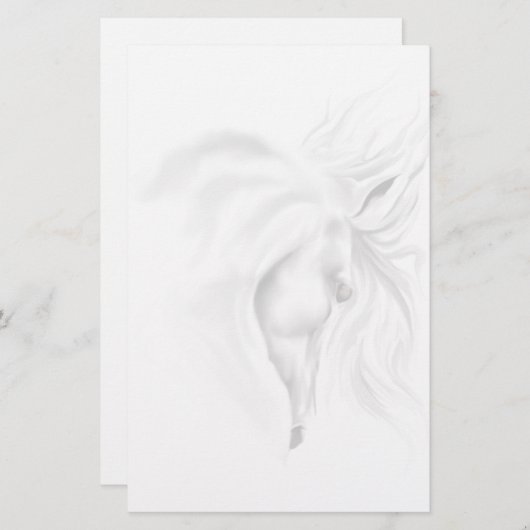 Weißer Pferdekopf stationär Briefpapier (Vorne/Hinten)