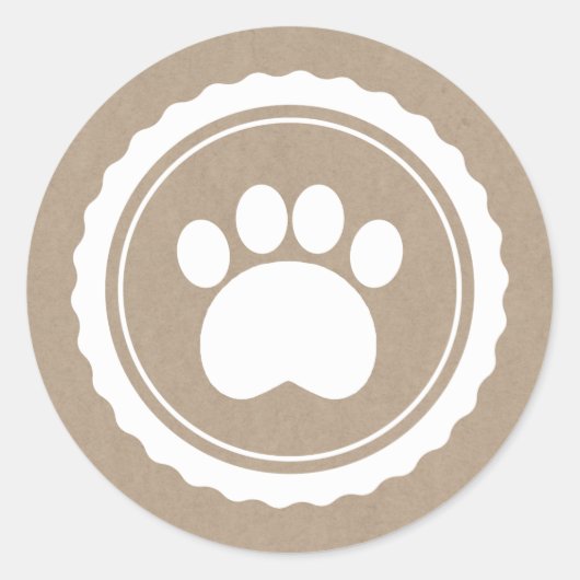 weißer Pfostendruck auf braunem Papier Runder Aufkleber (Vorderseite)