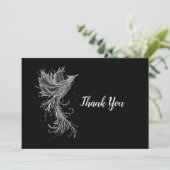 Weißer Phoenix auf Schwarz Dankeskarte (Stehend Vorderseite)