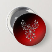 Weißer Phoenix steigt rot an schwarzen Aschen Button (Vorne & Hinten)