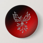 Weißer Phoenix steigt rot an schwarzen Aschen Button (Vorderseite)