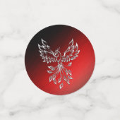 Weißer Phoenix steigt rot an schwarzen Aschen Konfetti (Klein Vorderseite)