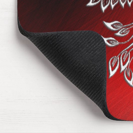 Weißer Phoenix steigt rot an schwarzen Aschen Mousepad (Ecke)