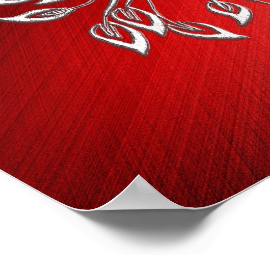 Weißer Phoenix steigt rot an schwarzen Aschen Poster (Ecke)