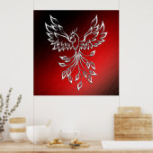 Weißer Phoenix steigt rot an schwarzen Aschen Poster (Küche)
