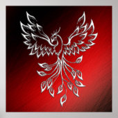 Weißer Phoenix steigt rot an schwarzen Aschen Poster (Vorne)