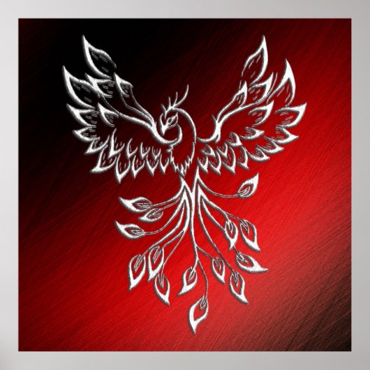 Weißer Phoenix steigt rot an schwarzen Aschen Poster (Vorne)