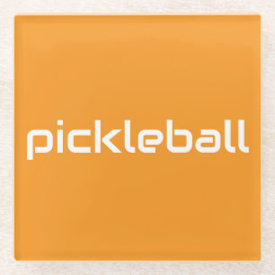 Weißer PICKLEBALL-Text auf heller Mandarine Glasuntersetzer
