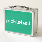 Weißer PICKLEBALL-Text in hellgrün blau Metall Brotdose (Rückseite)