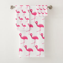 WEISSER PINK FLAMINGO HELLES BADEZIMMER TOWEL SET