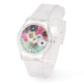 WEISSER PINK FUCHSIA ROSE, ANEMON-BLUME MONOGRAMM ARMBANDUHR (Winkel)
