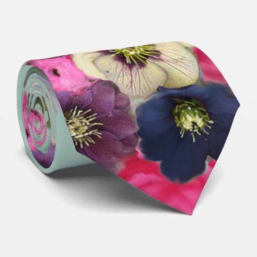 WEISSER PINK ROSES,ANEMONE BLUME AQUAMARIN AQUA BL KRAWATTE (Gerollt)