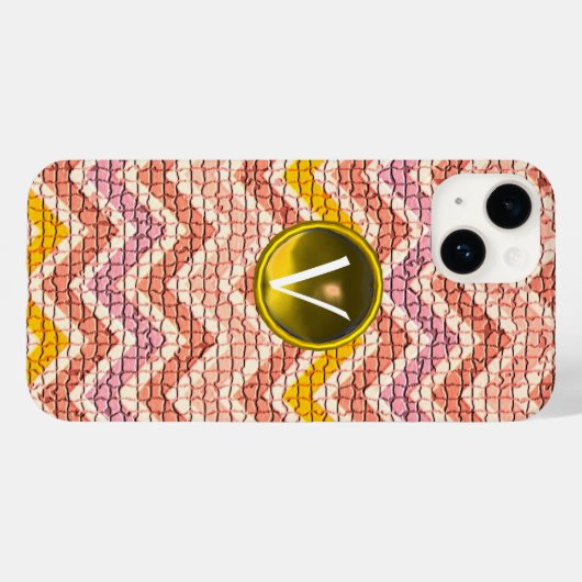 WEISSER PINK YELLOW MOSAIC CHEVRONS GEM MONOGRAM Case-Mate iPhone HÜLLE (Rückseite (Horizontal))