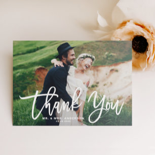 Weißer Pinsel Kalligrafie-Schriftzug Danke Foto