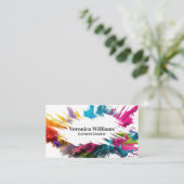 Weißer Pinselstrich | Farbiges Pulver Visitenkarte (Stehend Vorderseite)