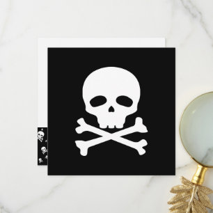 Weißer Piratenschädel auf schwarzem Hintergrund Dankeskarte