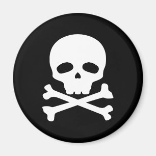 Weißer Piratenschädel auf schwarzem Hintergrund Magnet