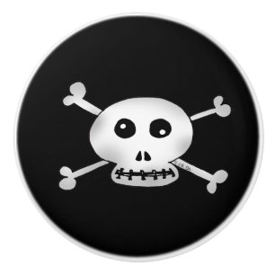 weißer Piratenschädel-Cartoon Keramikknauf