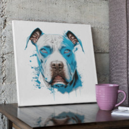 Weißer Pitbull mit blauen Augen Poster