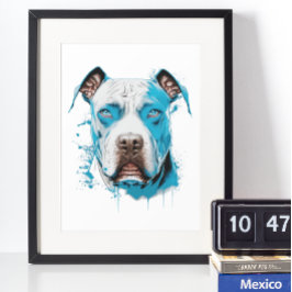 Weißer Pitbull mit blauen Augen Poster