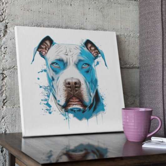 Weißer Pitbull mit blauen Augen Poster