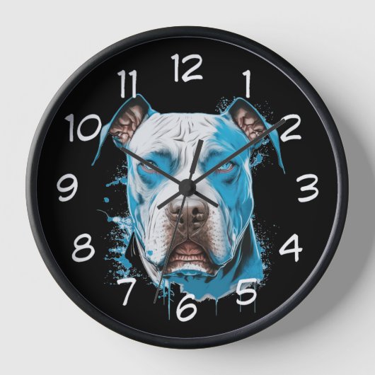 Weißer Pitbull mit blauen Augen Uhr (Vorderseite)