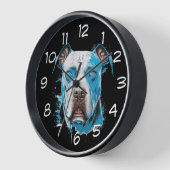 Weißer Pitbull mit blauen Augen Uhr (Winkel)