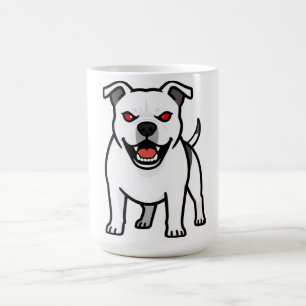 Weißer Pitbull Rote Augen Böser Cartoon-Hund Gesch Kaffeetasse