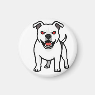 Weißer Pitbull Rote Augen Böser Cartoon-Hund Gesch Magnet