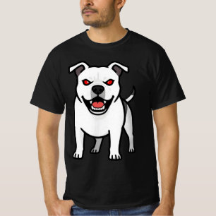 Weißer Pitbull Rote Augen Böser Cartoon-Hund Gesch T-Shirt