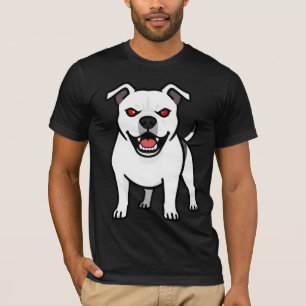 Weißer Pitbull Rote Augen Böser Cartoon-Hund Gesch T-Shirt