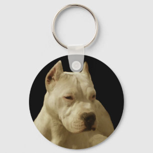 Weißer pitbull Schlüsselanhänger
