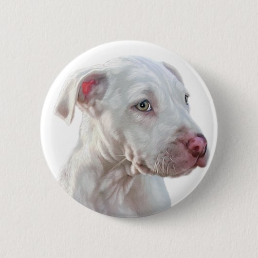 Weißer Pitbull-Welpe Button (Vorderseite)